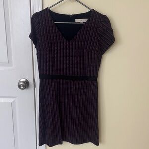 Loft Striped Black and Purple Mini Dress